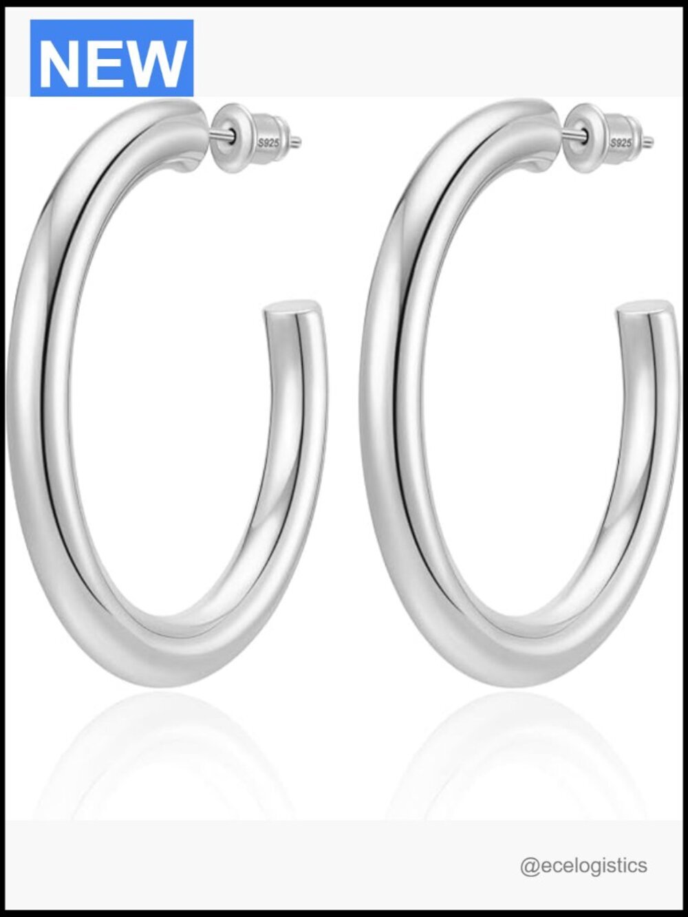 Chunky Hoop Earrings 14K Gold Plated Hypoallergenic Sterling Silver Post Large